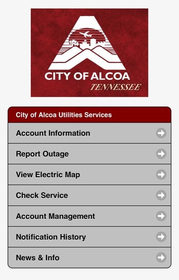Picture of Outage App Menu