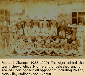 A historic photo of a past Alcoa High School undefeated football team.