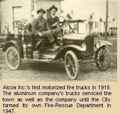 Alcoa's first motorized fire truck in 1918.