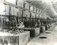 A historic sketch of a factory-like setting.