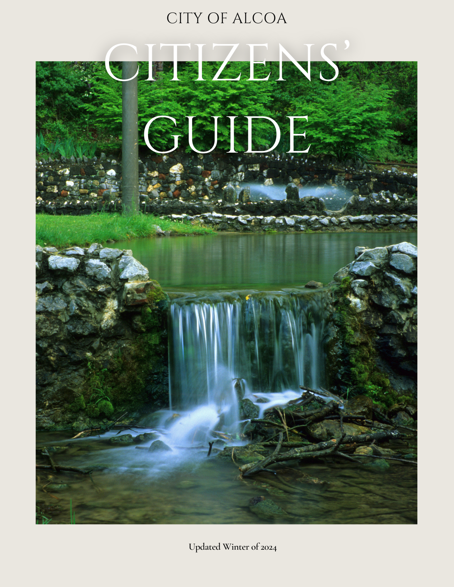 Front Magazine Page with Springbrook park fountain and \"Citizens' Guide\" 
